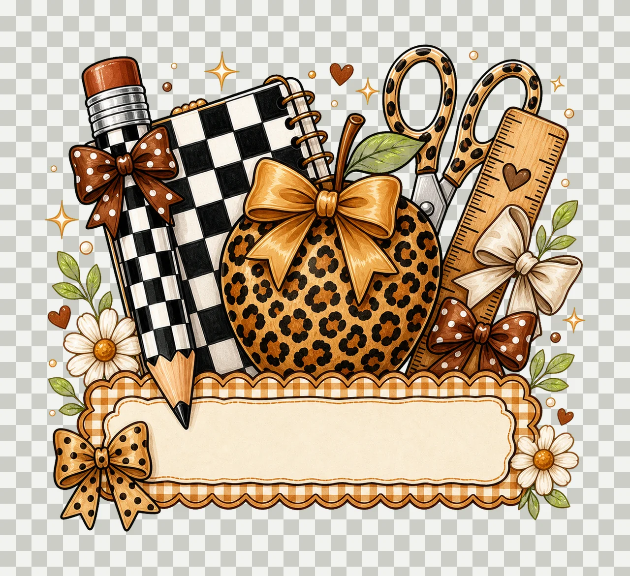 Custom Teacher Apple Teacher Love Inspire School Variation B transparency and detail preview thumbnail