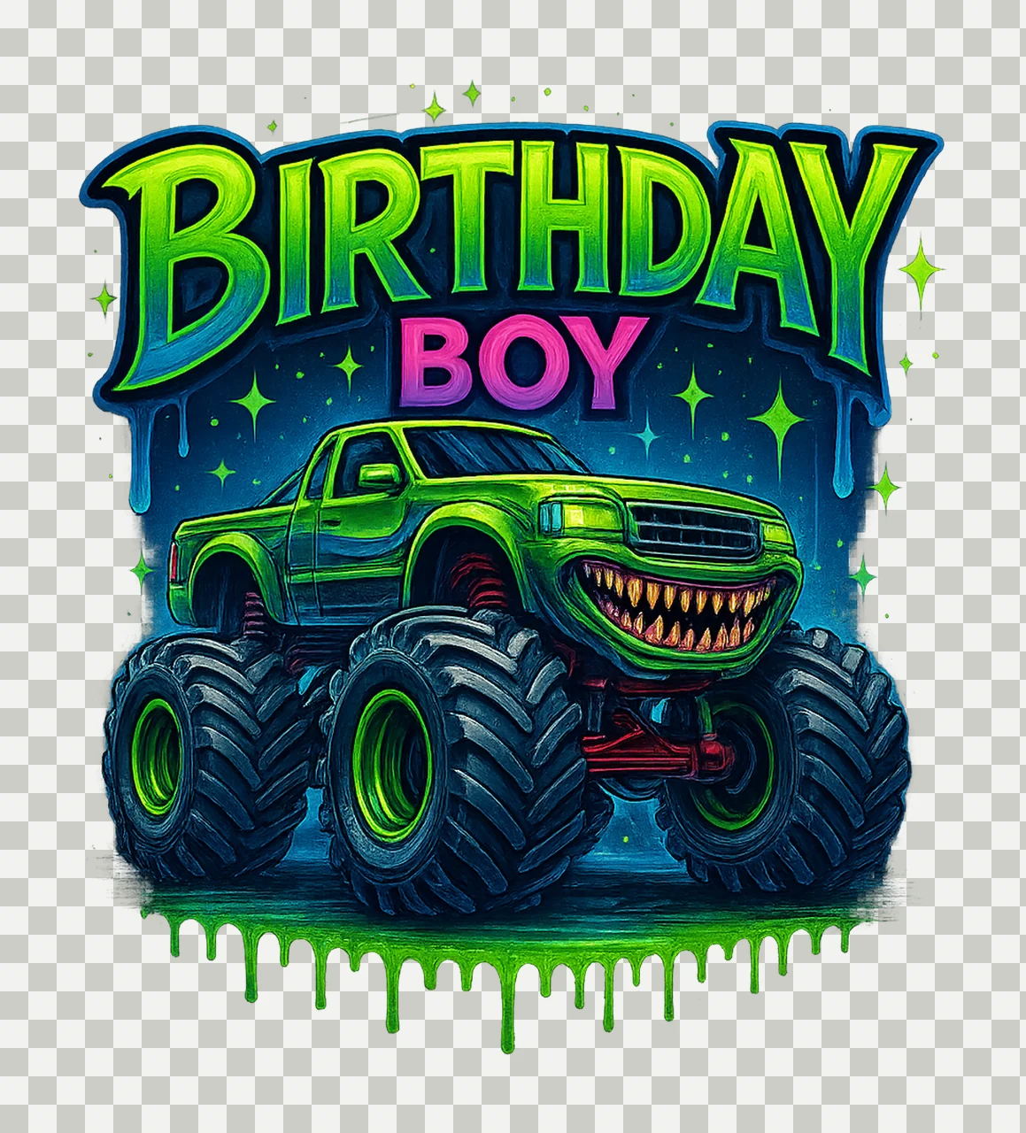 Birthday Boy Truck Boys Birthday Shirt Design Monster Truck transparency and detail preview thumbnail