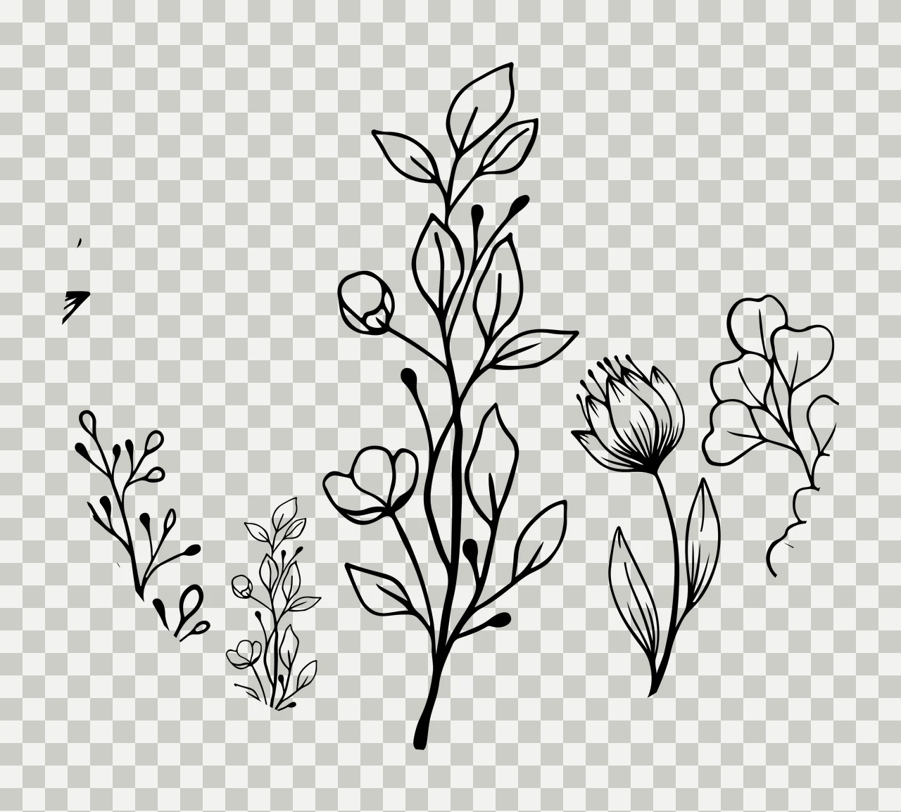 Keychain Floral Pattern Inside Black Circle flowers growing transparency and detail preview thumbnail