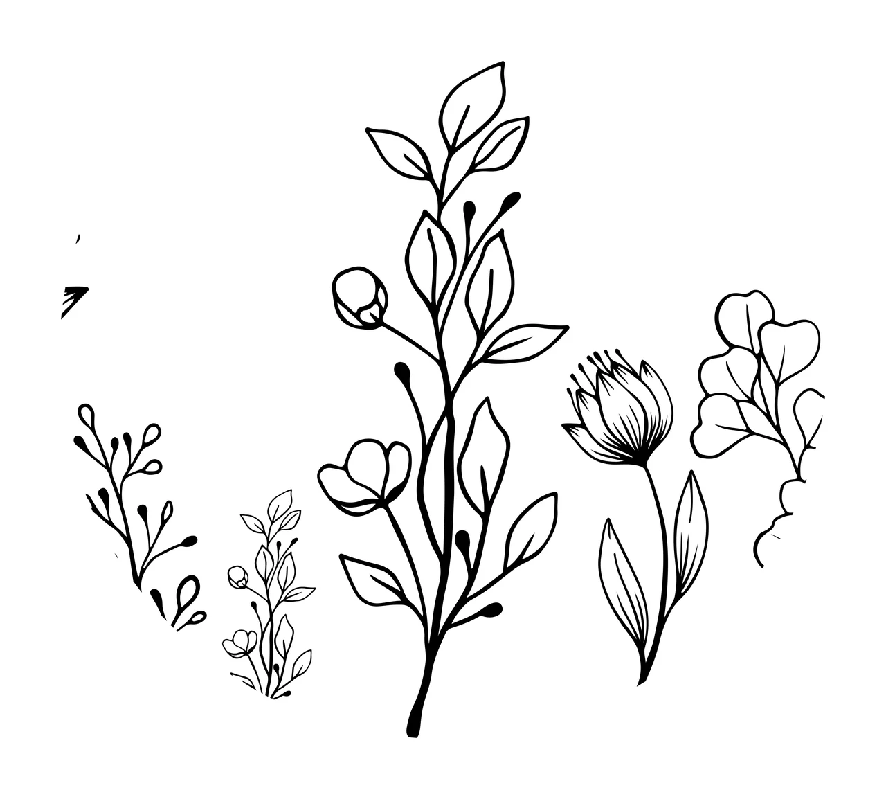 Keychain Floral Pattern Inside Black Circle flowers growing