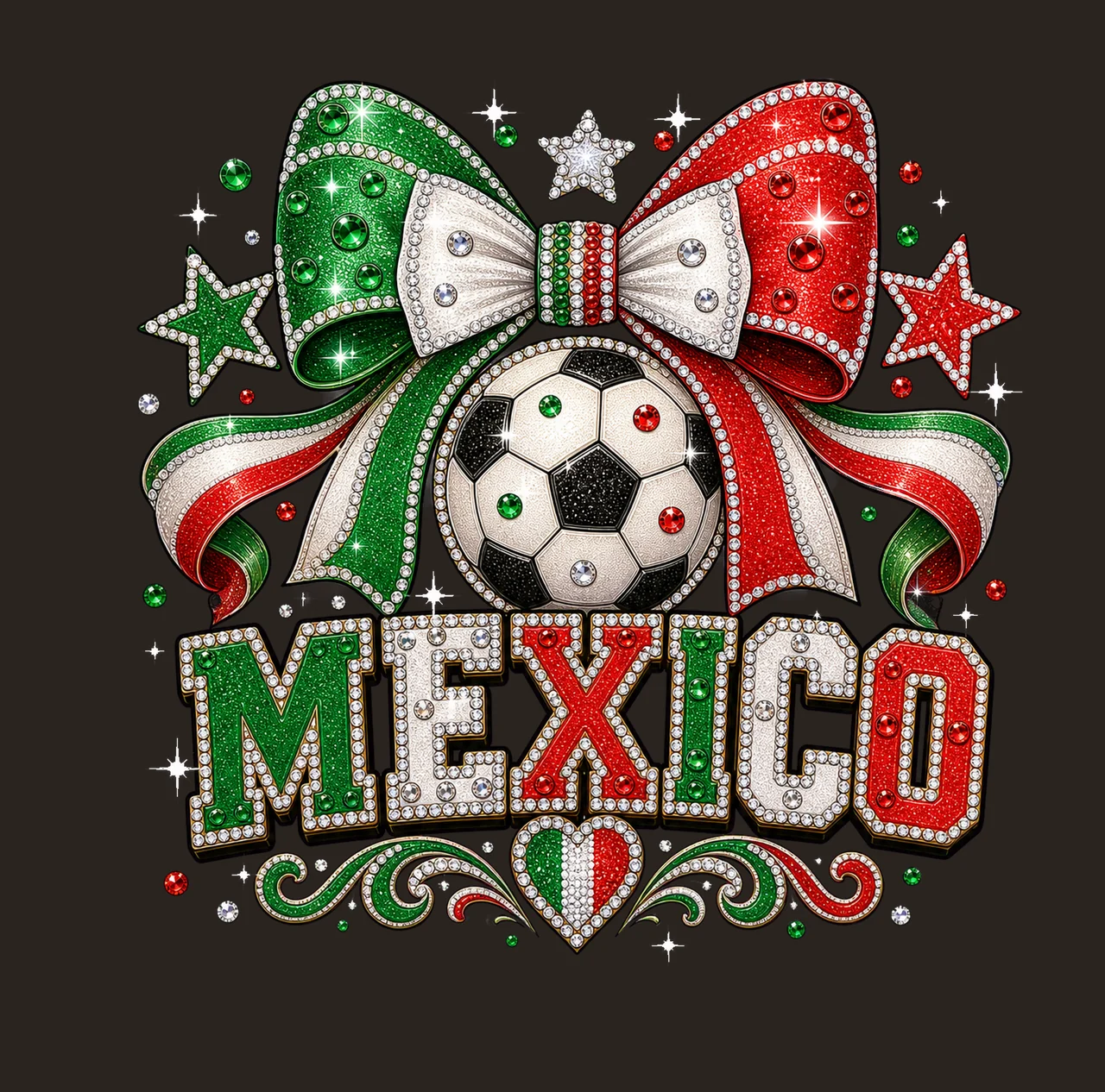 Mexico Soccer Rhinestone Bow sublimation instant Variation D contrast preview thumbnail