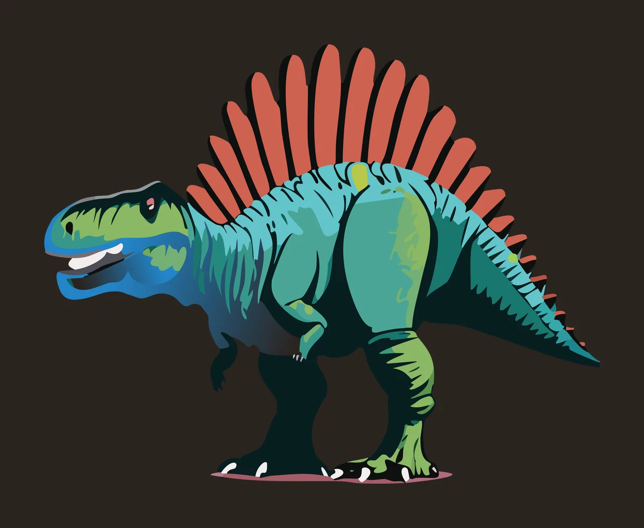 Dinosaur Black Silhouette With Dorsal Fin standing tail teeth contrast preview thumbnail
