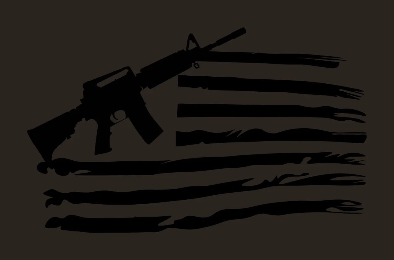 Flag Rifle With Distressed Silhouette overlaying stripe black contrast preview thumbnail