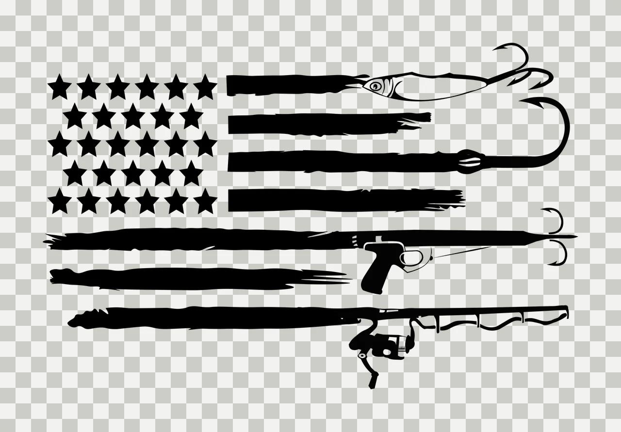 Fishing Stars And Stripes Flag Equipment patterned hook lure transparency and detail preview thumbnail