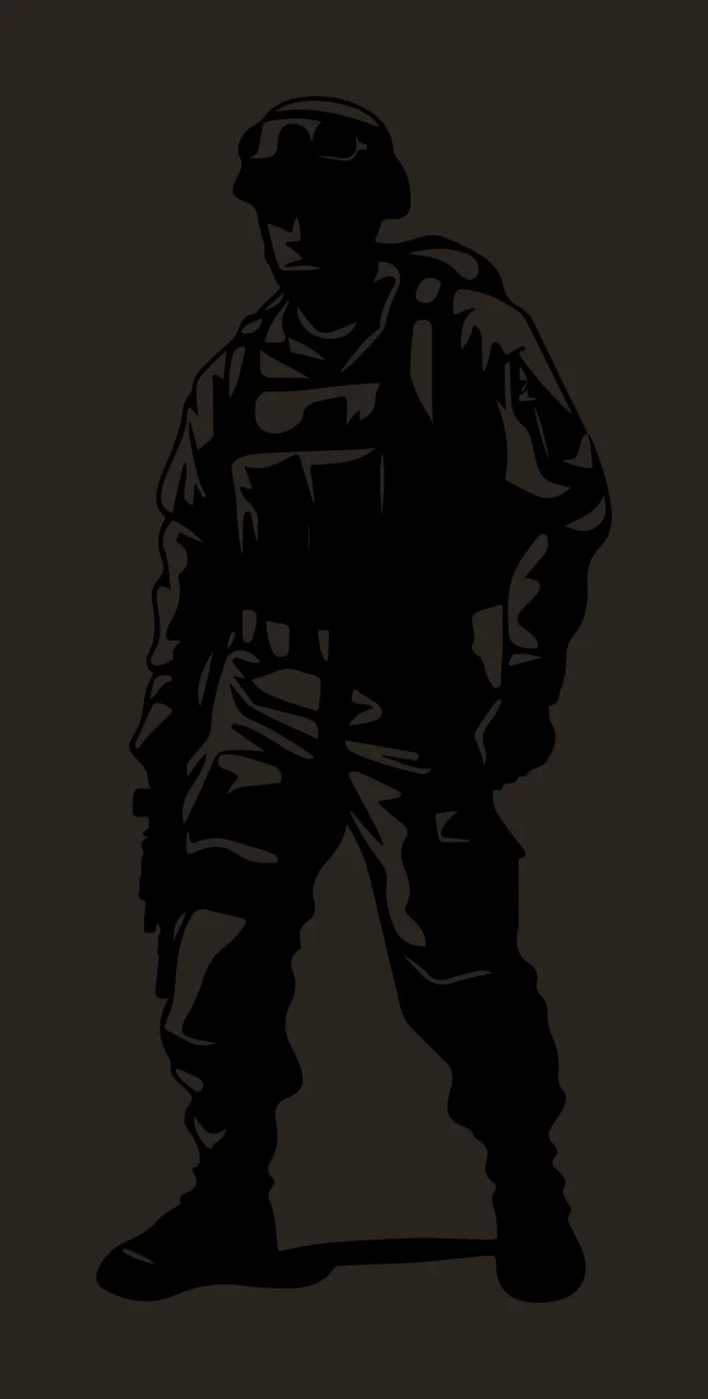 Soldier Standing In Tactical Gear helmet vest weapon pants contrast preview thumbnail
