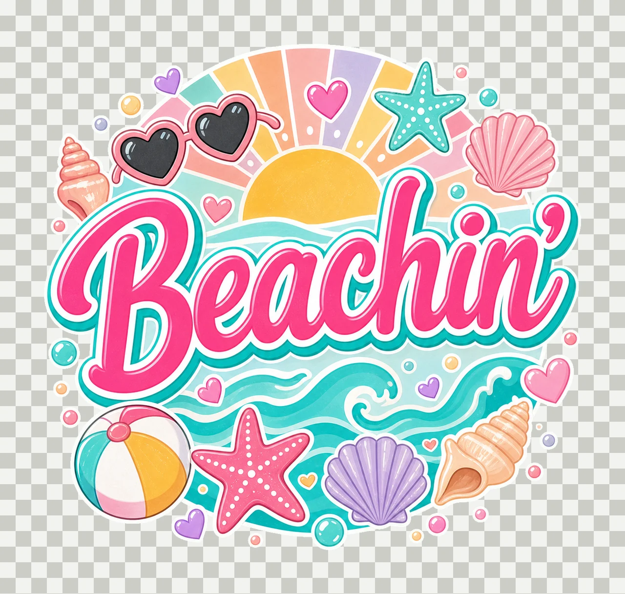 Everyday Summer Beachin Digital Design Girly Variation E transparency and detail preview thumbnail