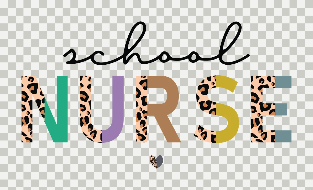 School Nurse Typography With Heart written black white and transparency and detail preview thumbnail