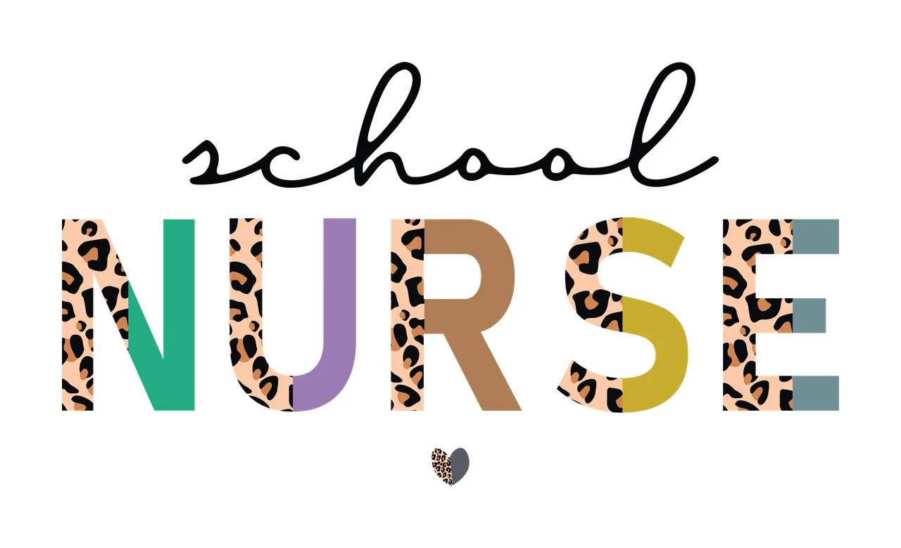 School Nurse Typography With Heart written black white and