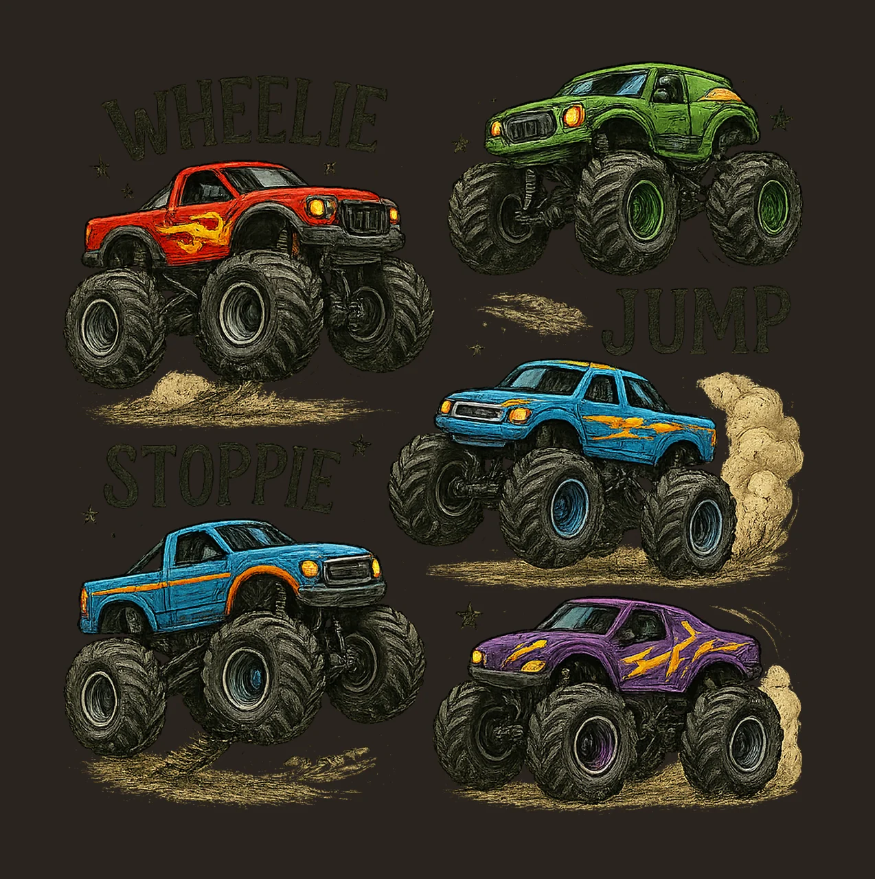 Monster Truck Tricks Summer Play Shirt Design Sublimation contrast preview thumbnail