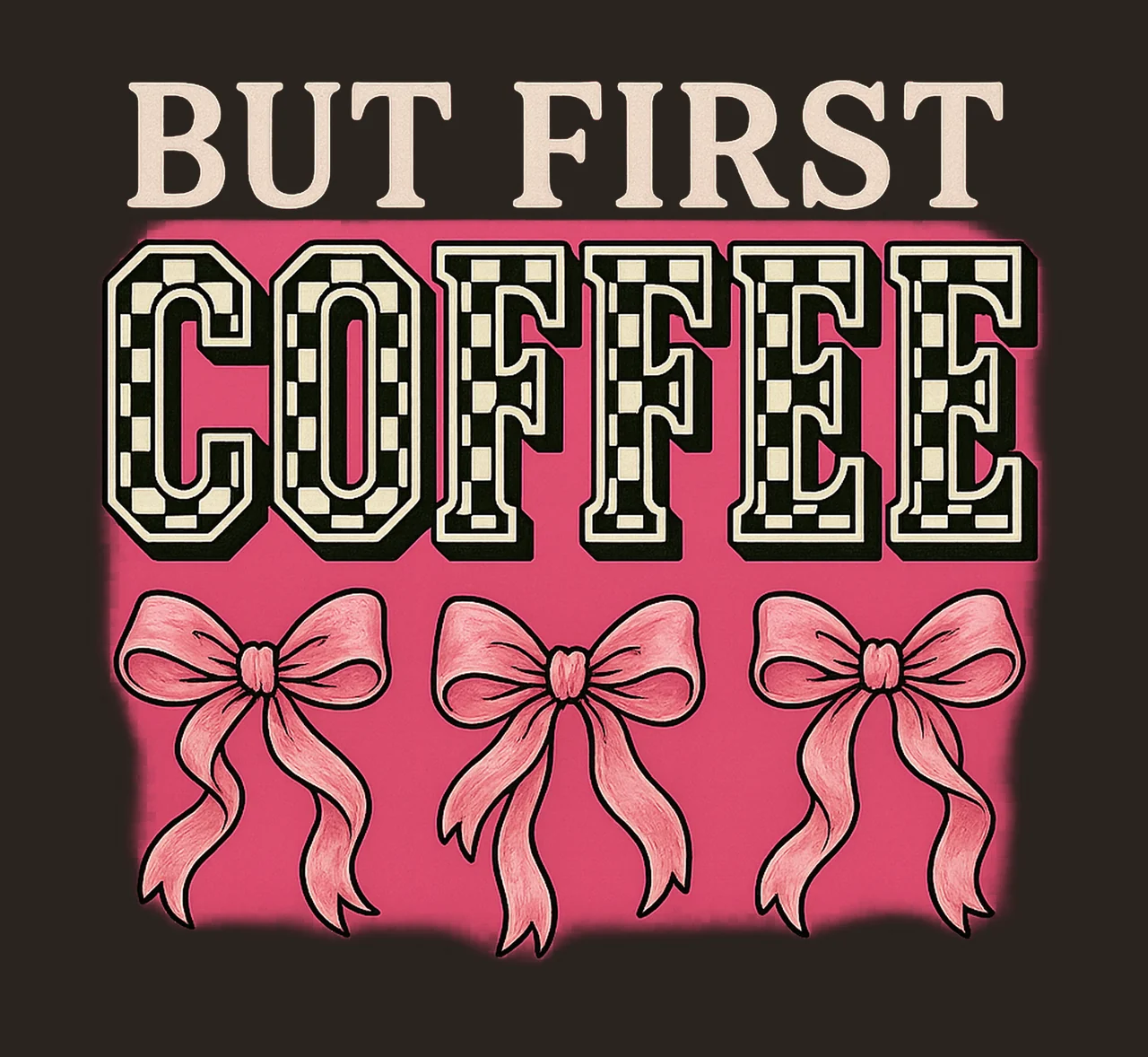 Coffee Trendy Coquette Bows Preppy Checkered Caffeine Design contrast preview thumbnail
