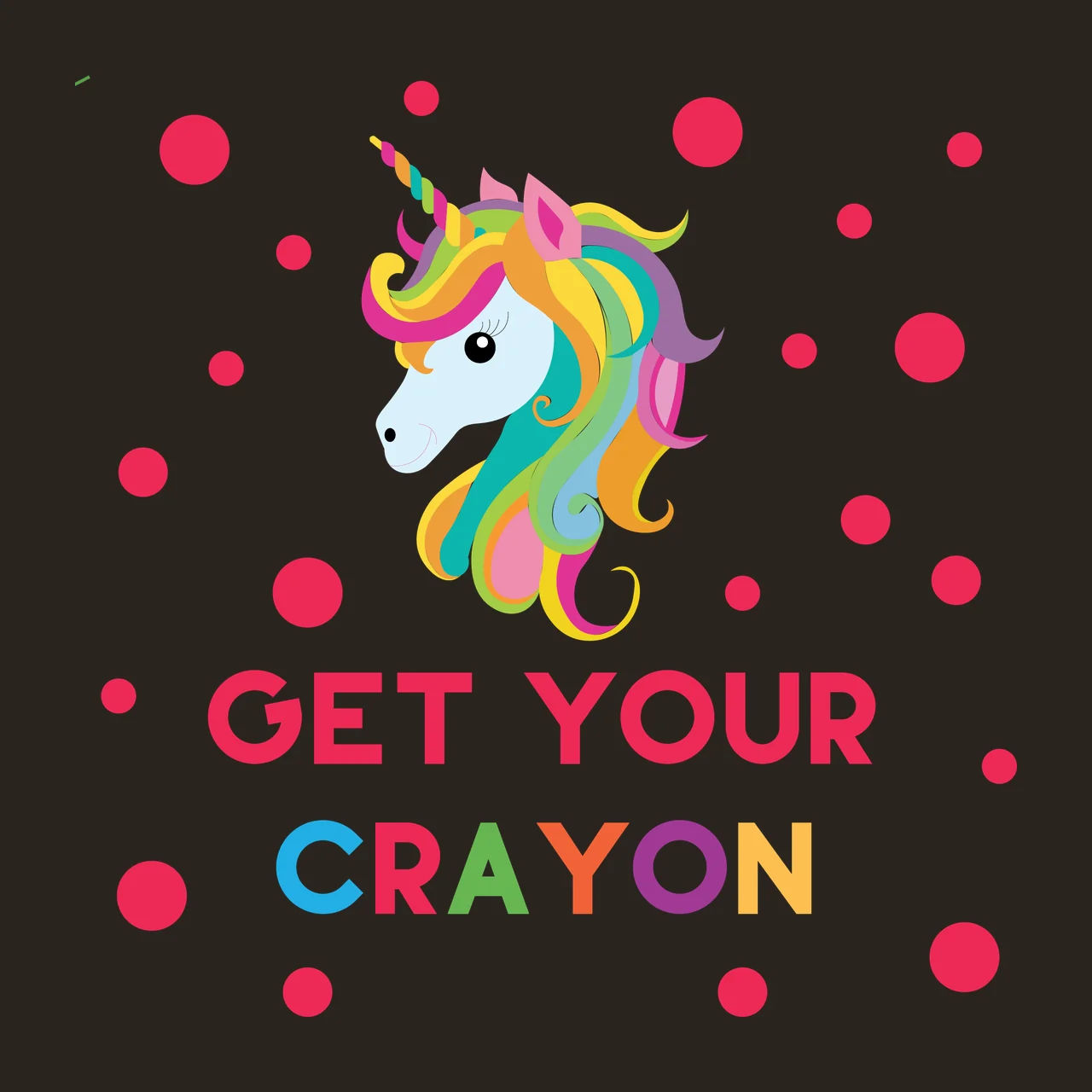Get Your Crayon Unicorn Head Pattern circles horn black white contrast preview thumbnail