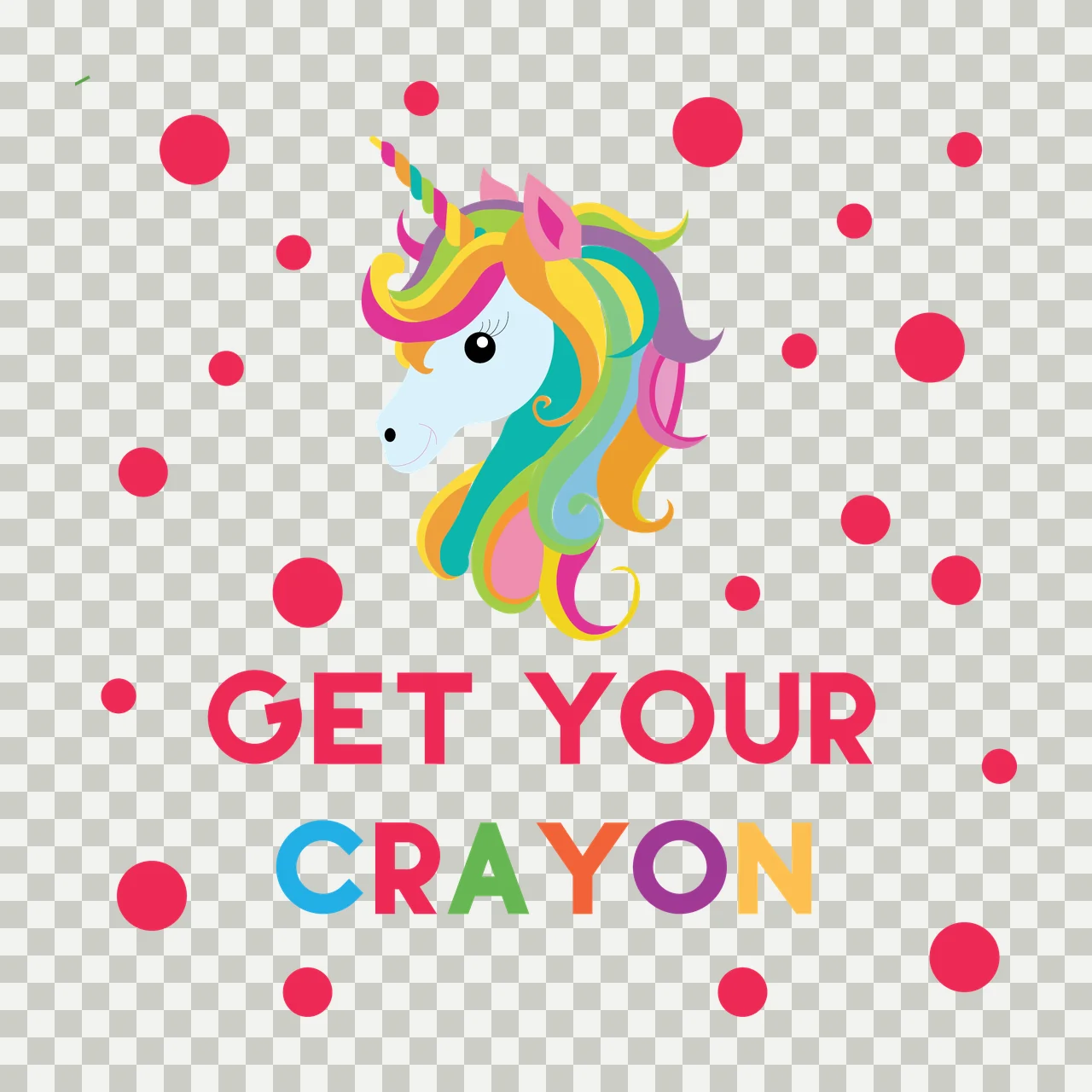 Get Your Crayon Unicorn Head Pattern circles horn black white transparency and detail preview thumbnail