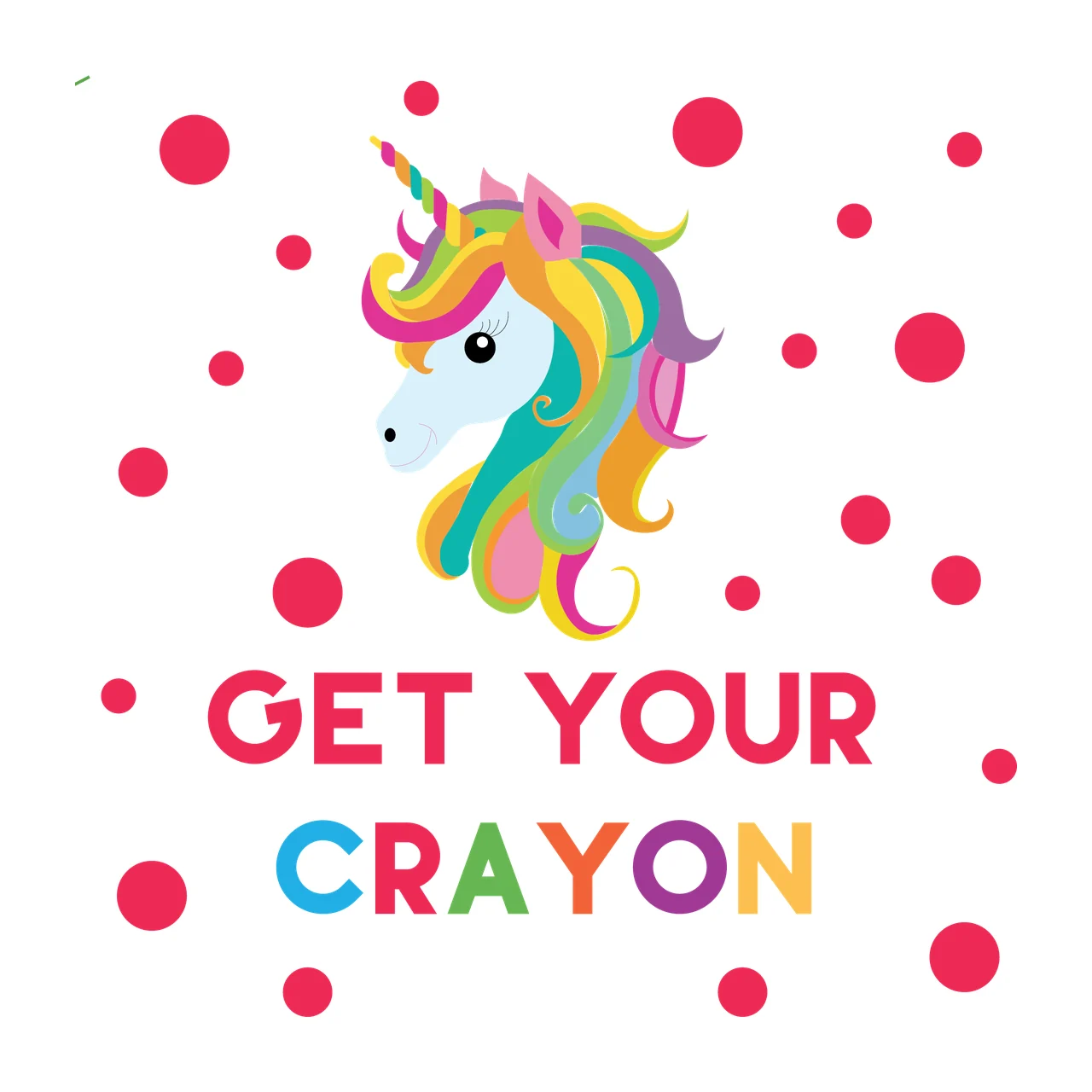 Get Your Crayon Unicorn Head Pattern circles horn black white