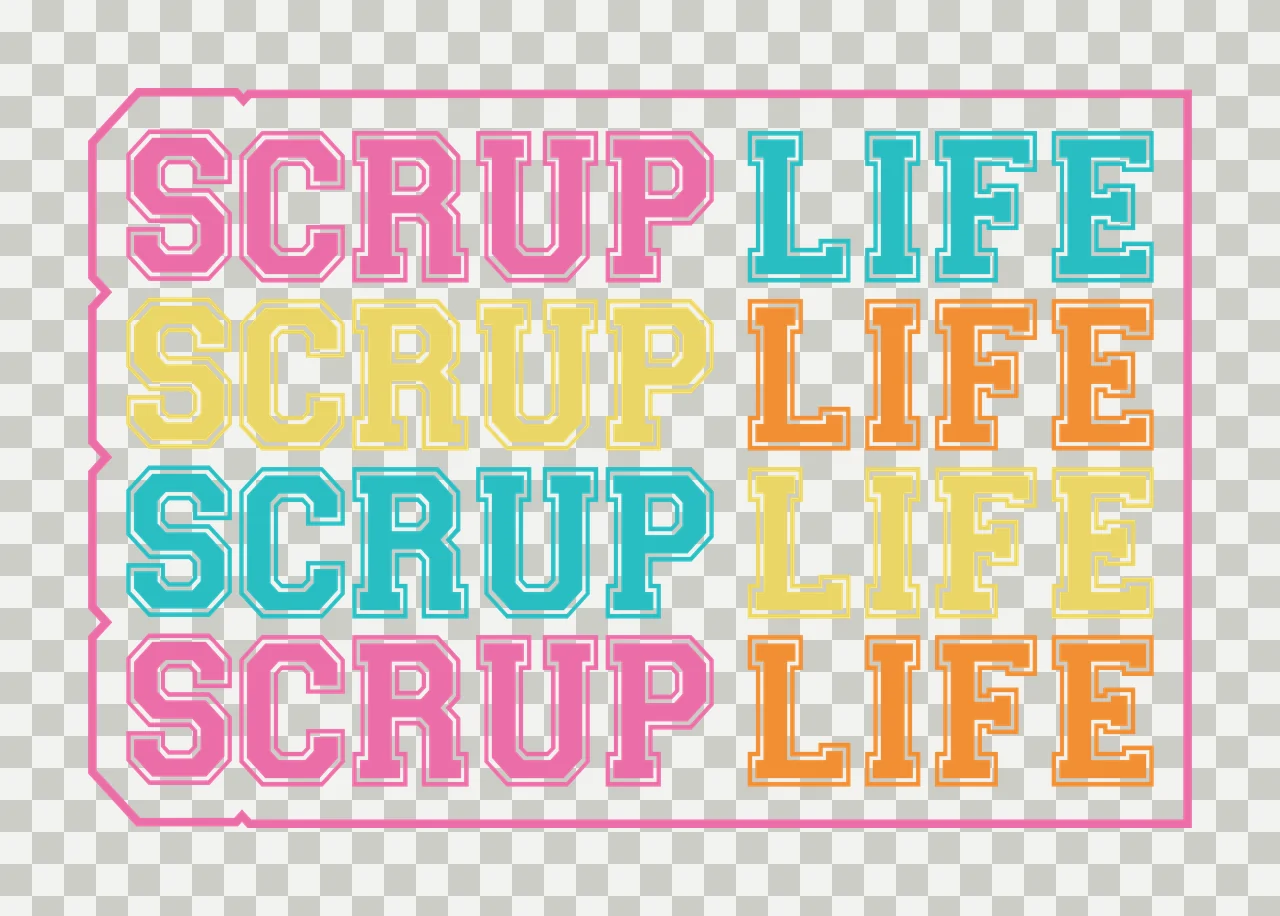 Scrup Life Repeated Text Grid Design Repeating letters words transparency and detail preview thumbnail