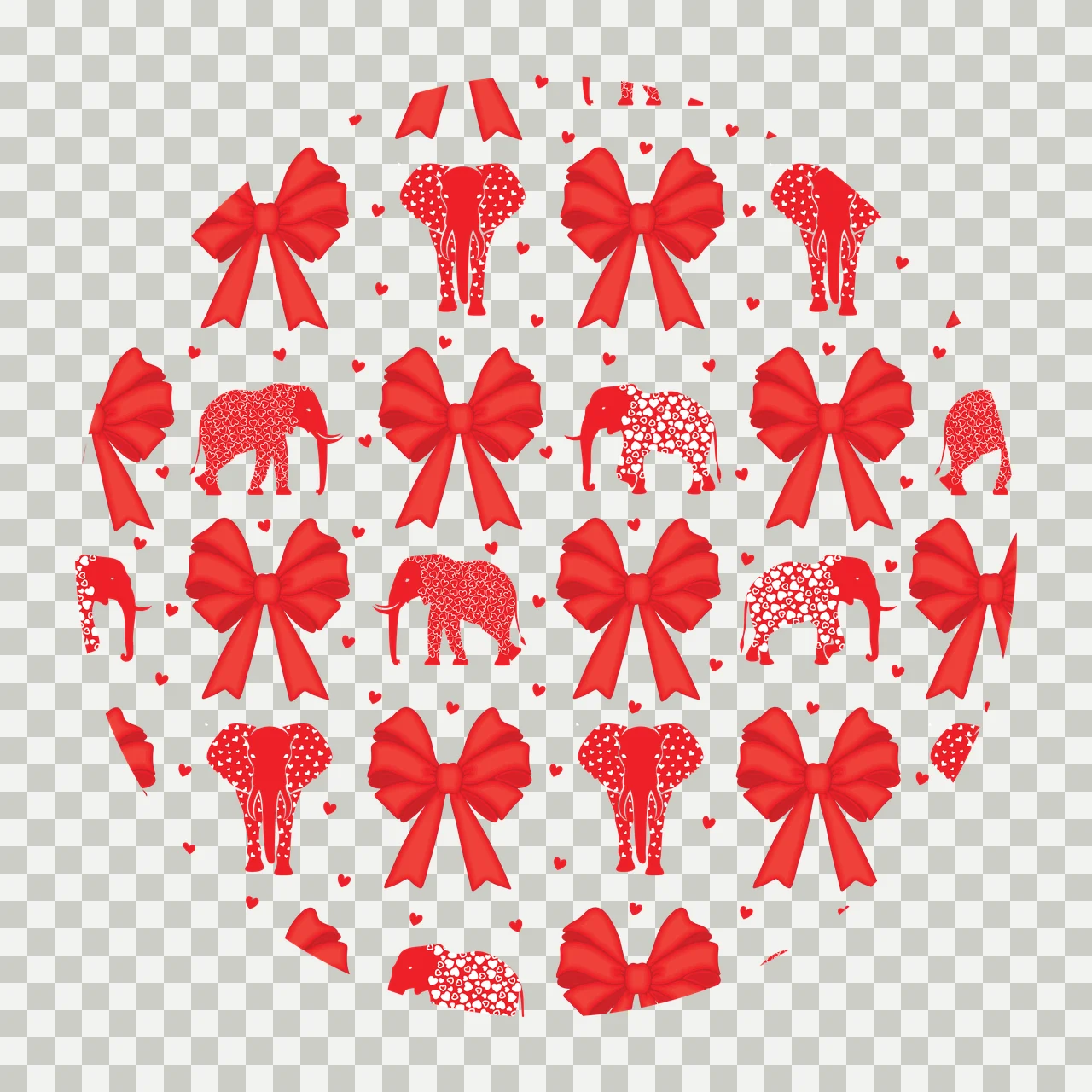 Bow Keychain Elephant And Silhouette Pattern Elephants bows transparency and detail preview thumbnail