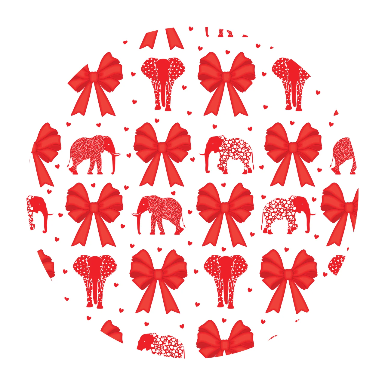 Bow Keychain Elephant And Silhouette Pattern Elephants bows