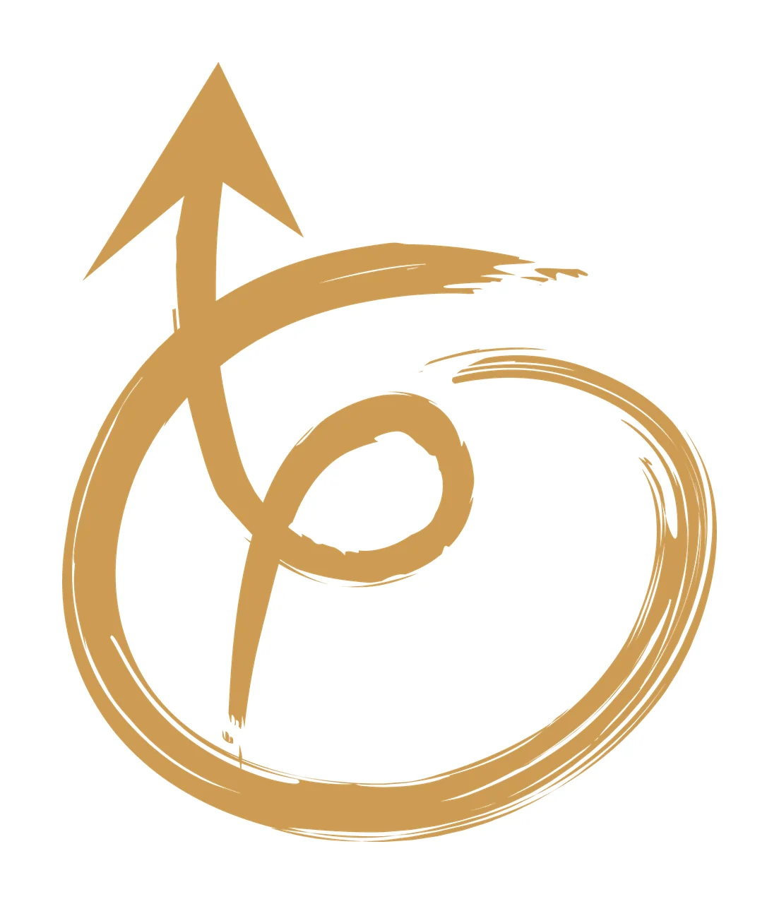 Brush Stroke Swirl With Arrow pointing upward abstract black