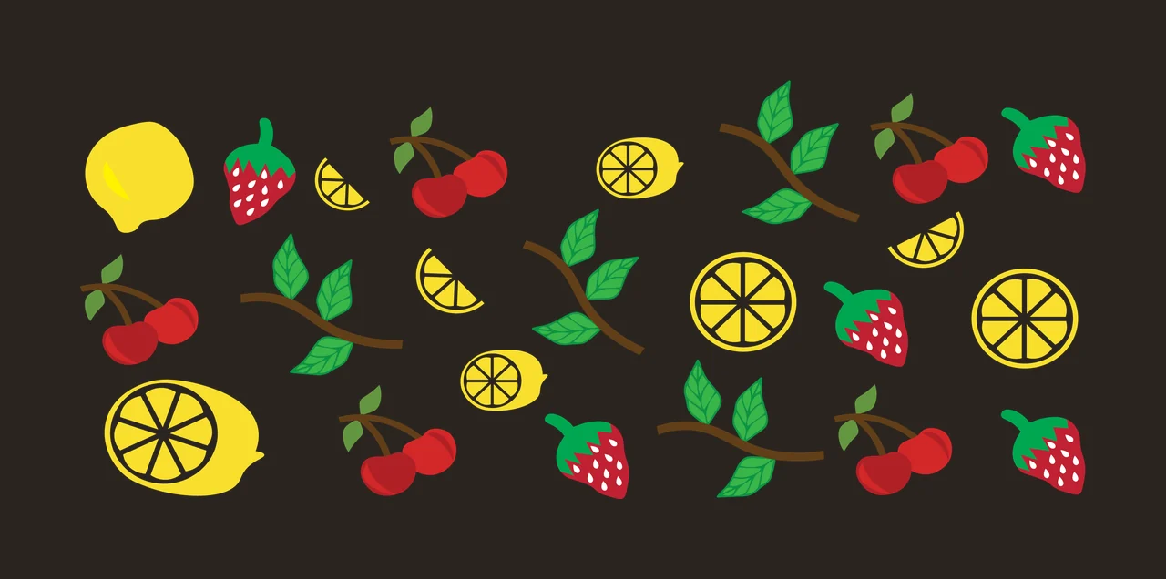 Can Glass Wrap Fruit Silhouette Pattern Black Icons scattered contrast preview thumbnail