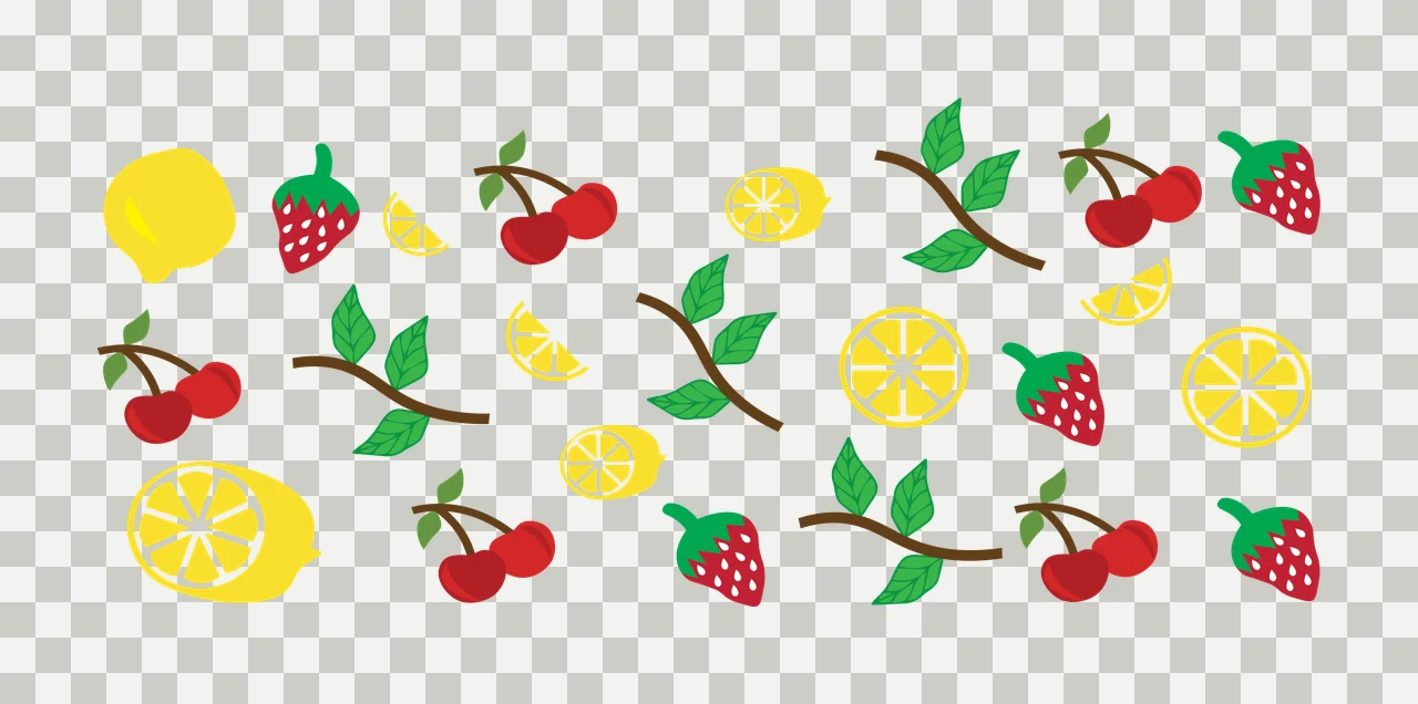 Can Glass Wrap Fruit Silhouette Pattern Black Icons scattered transparency and detail preview thumbnail