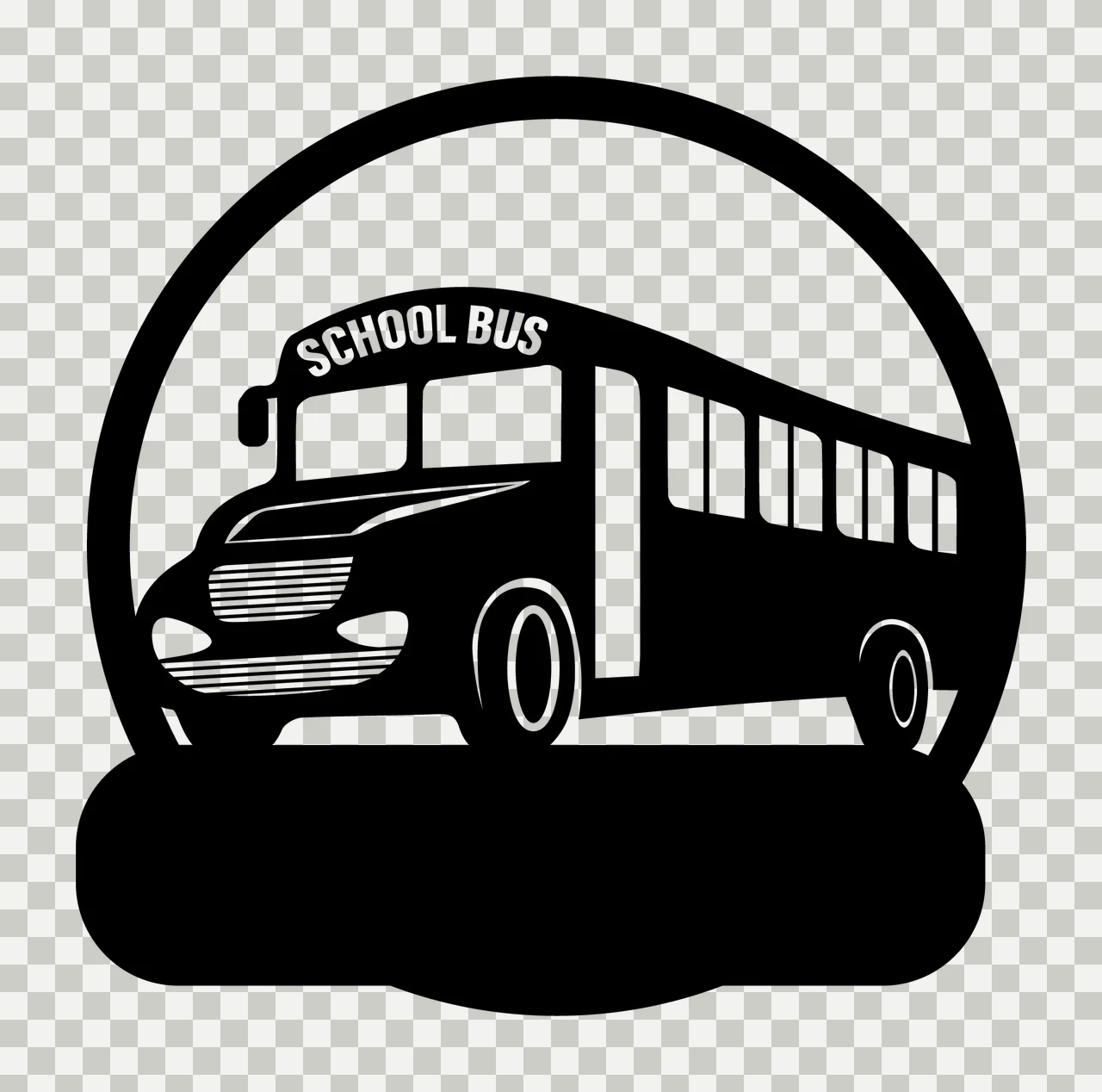 School Bus Inside Circular Frame transparency and detail preview thumbnail