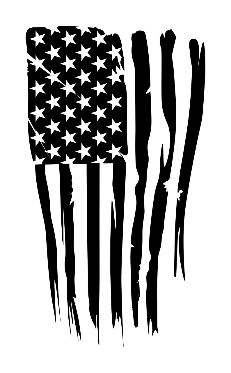 Black Flag Distressed American Silhouette waving stars Variation