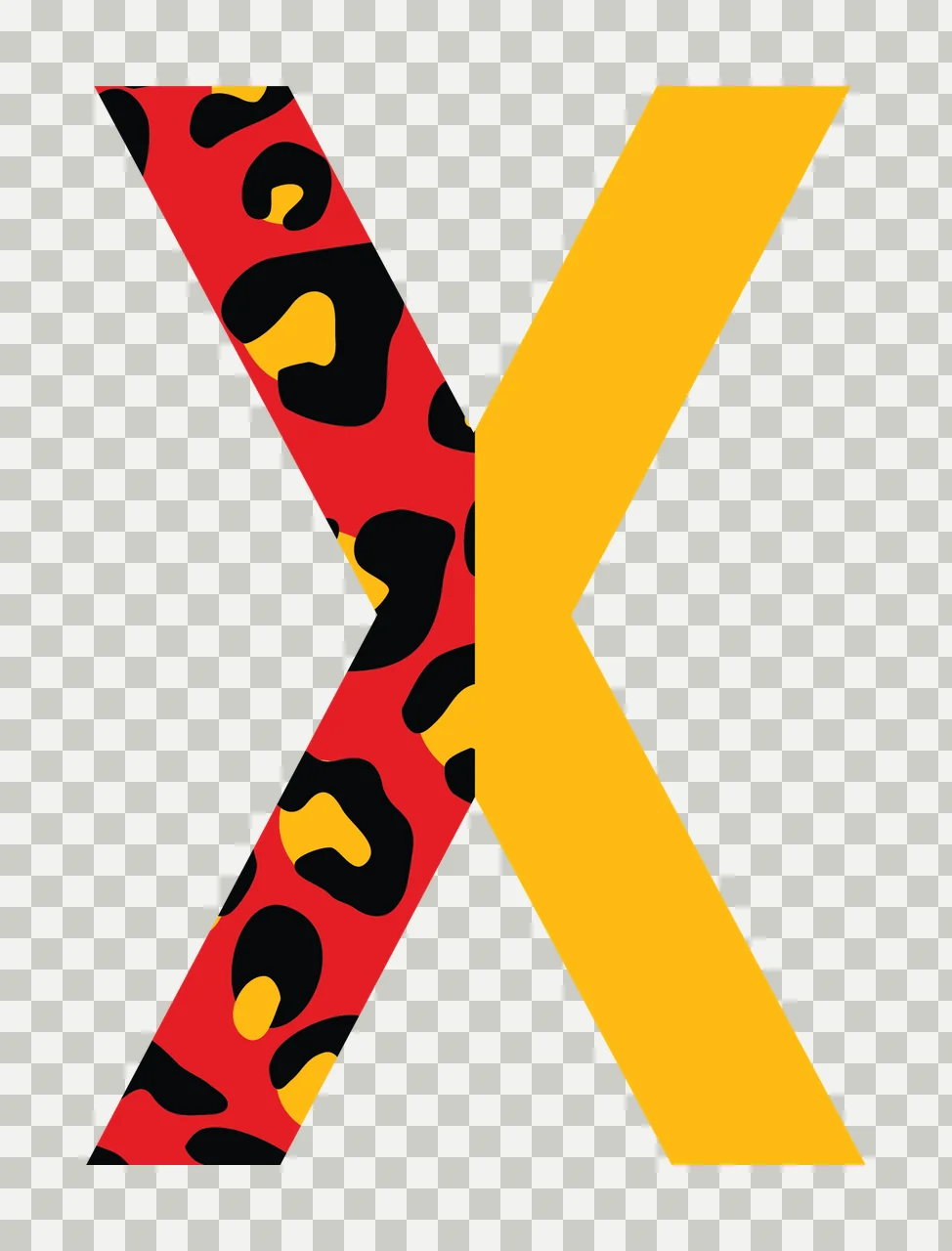 Can Glass Wrap X Letter With Red Leopard transparency and detail preview thumbnail