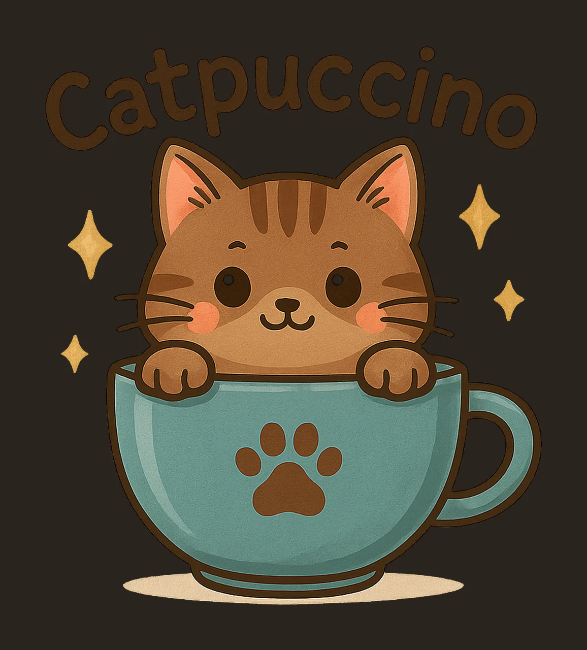 Catpuccino Cute Coffee Cat Design Funny Cat Sticker contrast preview thumbnail