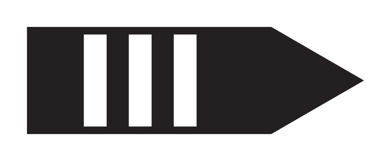 Three Vertical Stripes In Arrow Silhouette Pointing right arrowhead
