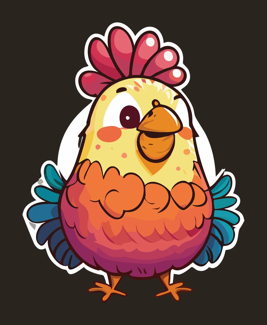 Animal Cartoon Chicken Silhouette Line Drawing Standing bird contrast preview thumbnail