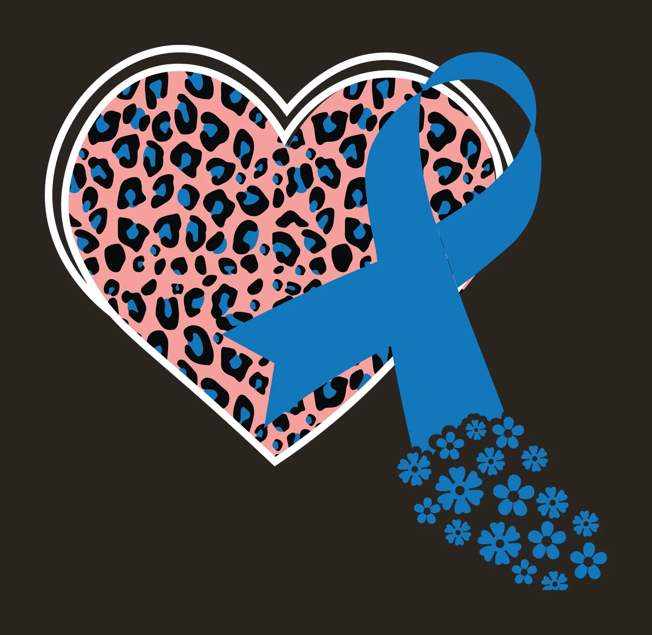 White Heart Silhouette With Leopard Print Pattern patterned contrast preview thumbnail