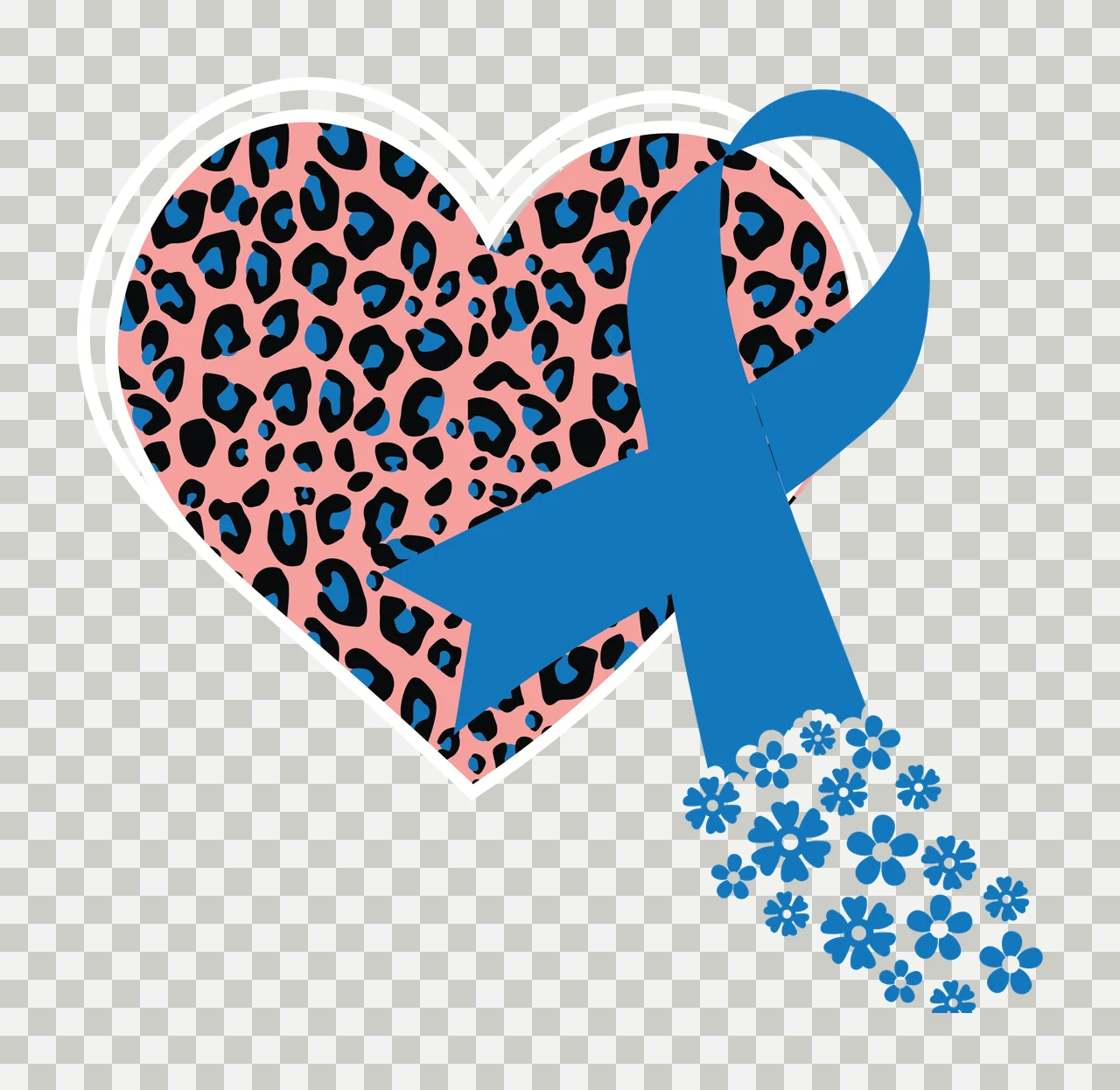 White Heart Silhouette With Leopard Print Pattern patterned transparency and detail preview thumbnail
