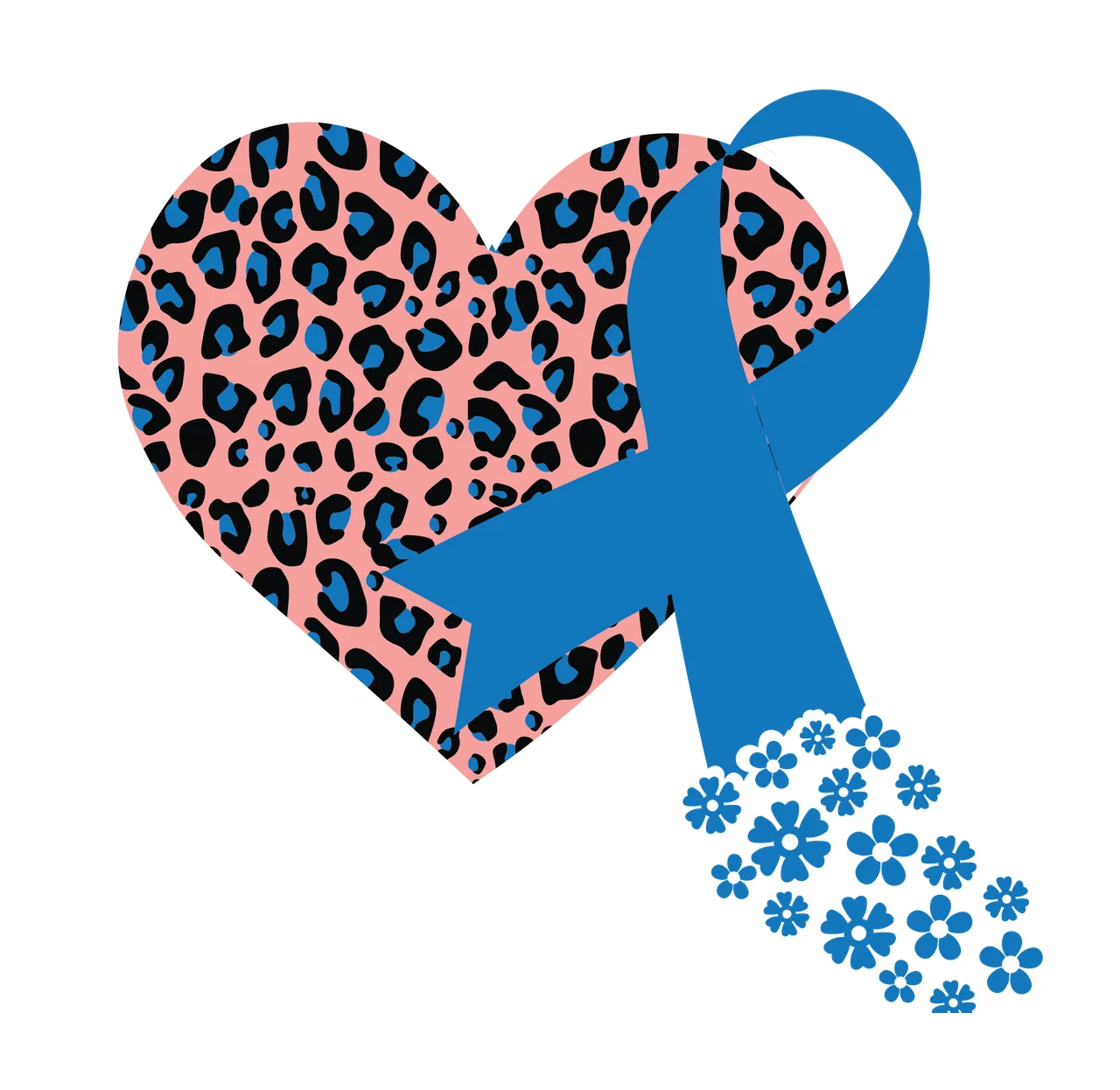 White Heart Silhouette With Leopard Print Pattern patterned