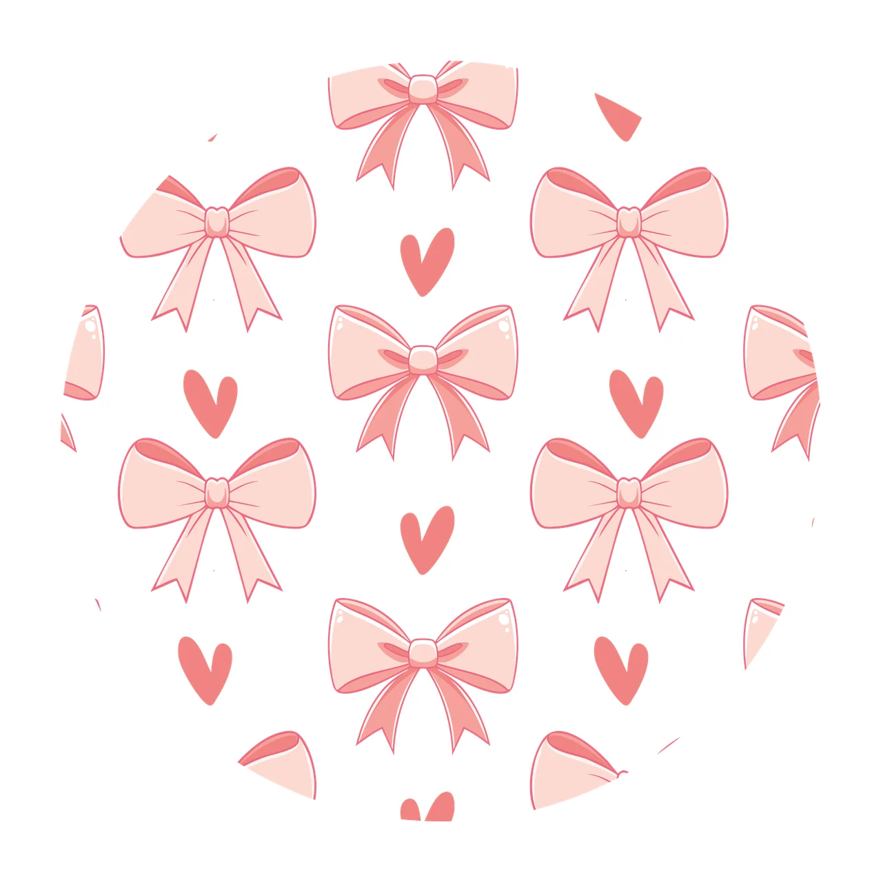 Bow Keychain Bows And Hearts Circular Pattern Repeating Heart