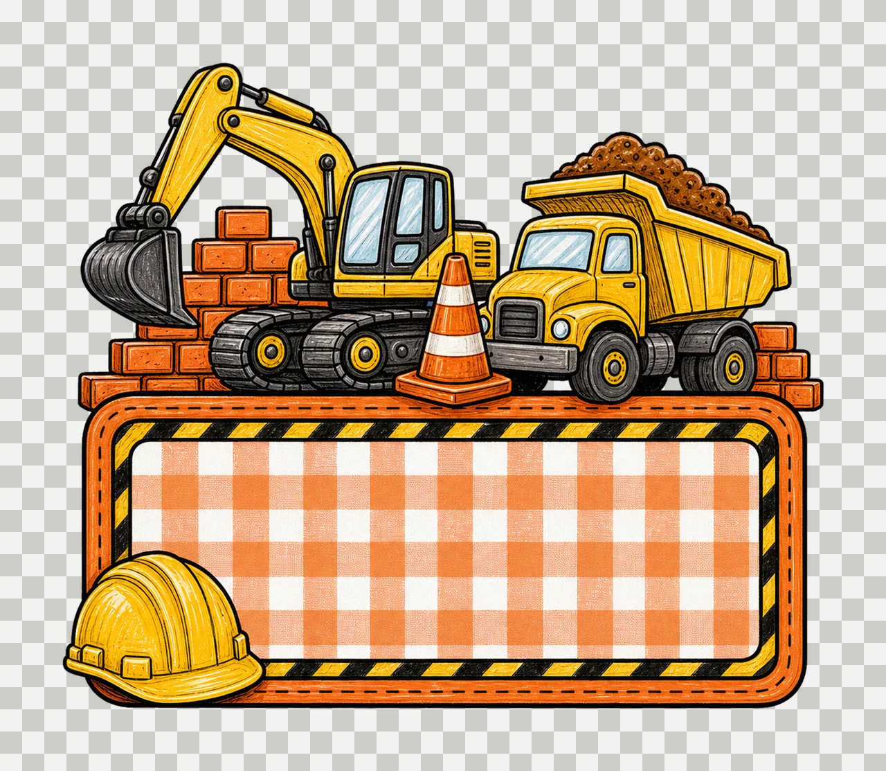 Construction Name Plate Kids Name Plate Design Variation A transparency and detail preview thumbnail