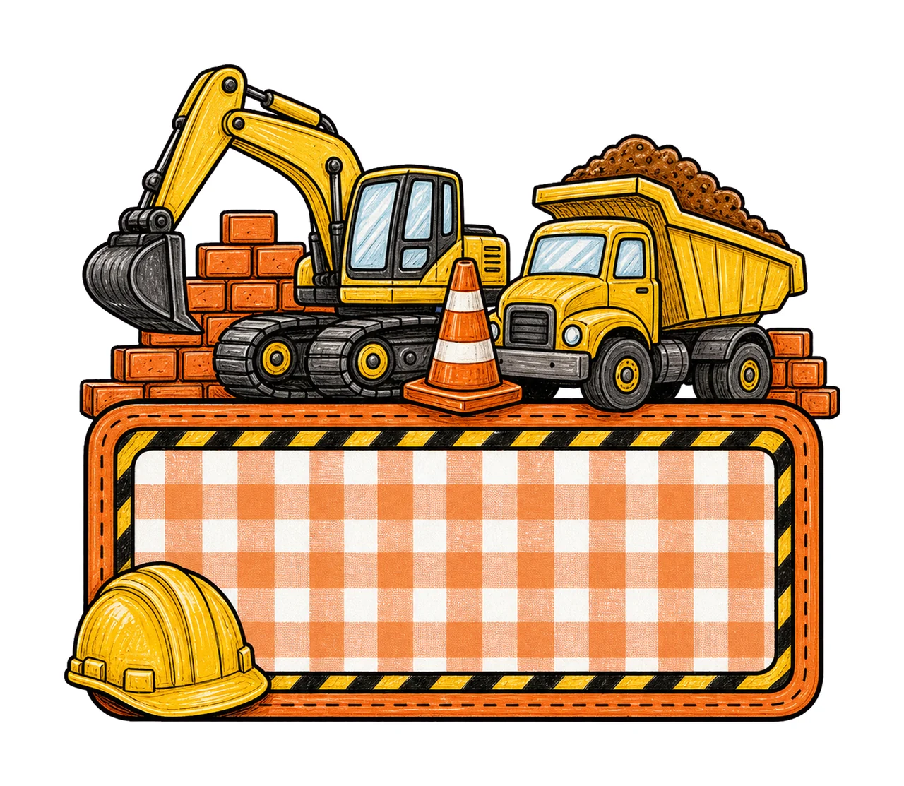 Construction Name Plate Kids Name Plate Design Variation A