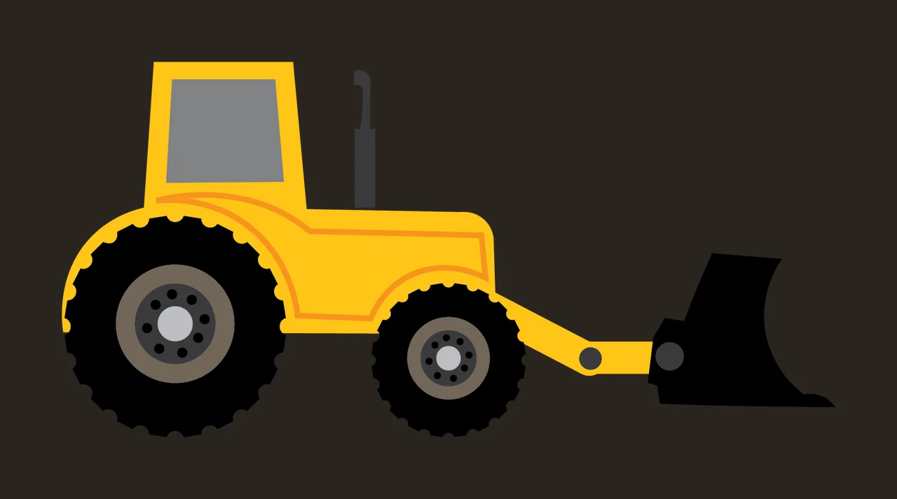Black Silhouette Of A Tractor With Front Mounted blade white contrast preview thumbnail