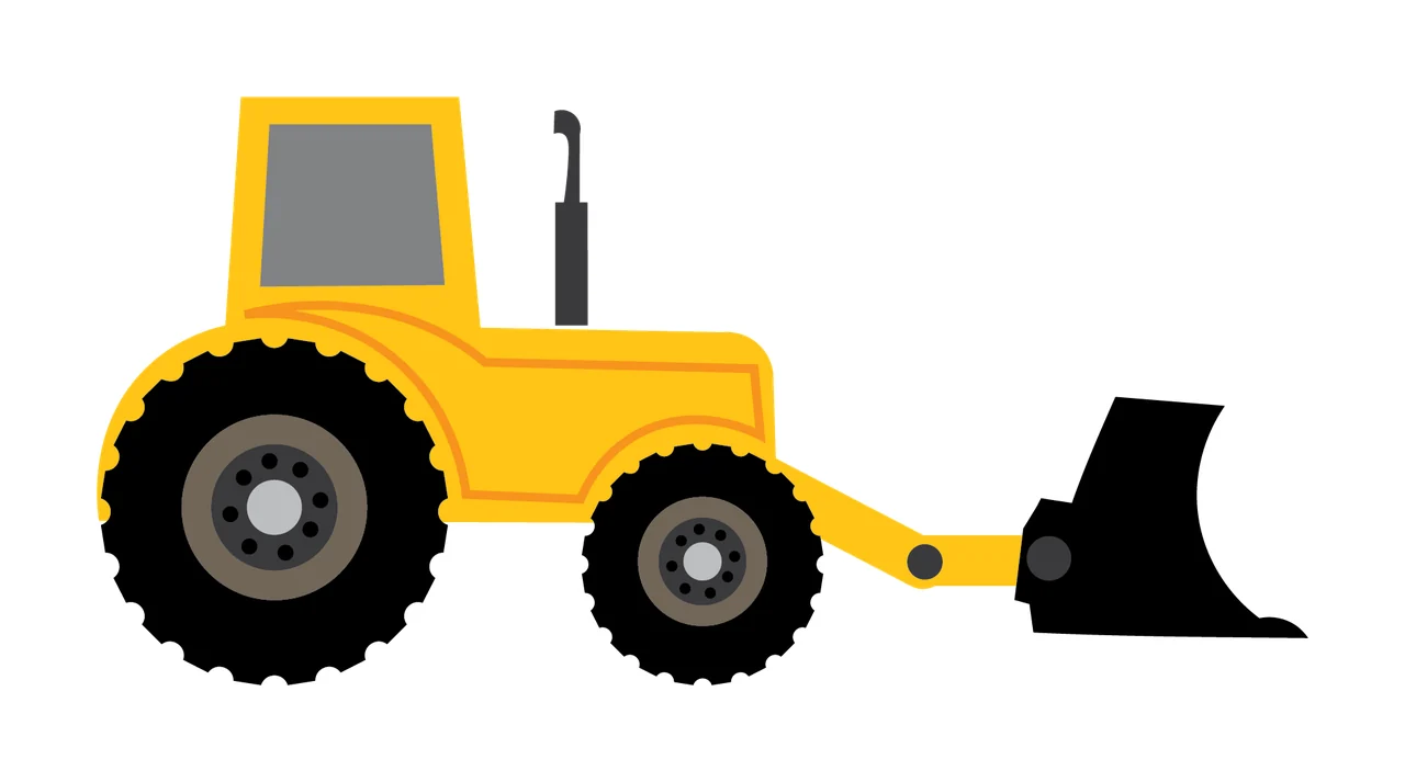 Black Silhouette Of A Tractor With Front Mounted blade white