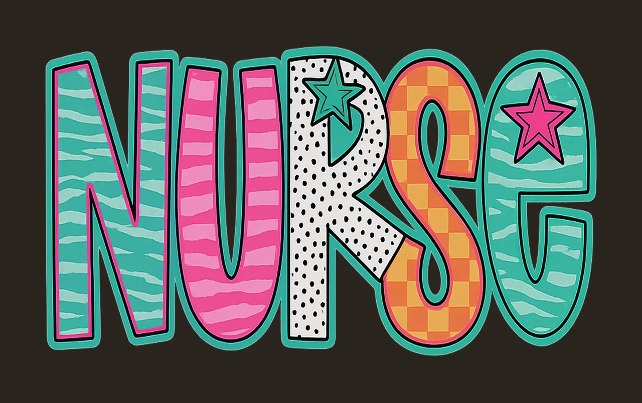 Nurse Lettering With Star And Typography pattern colorful contrast preview thumbnail