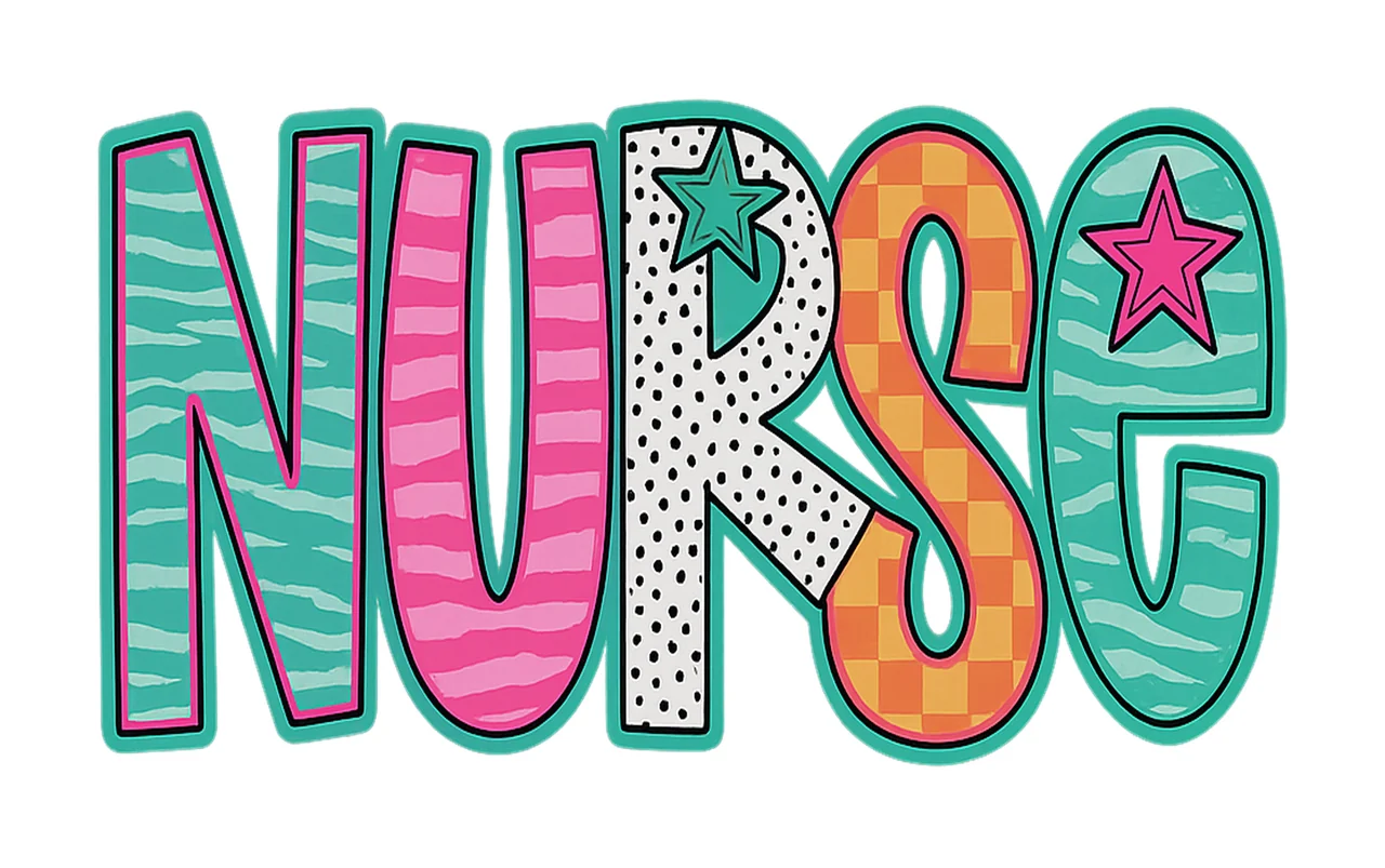 Nurse Lettering With Star And Typography pattern colorful