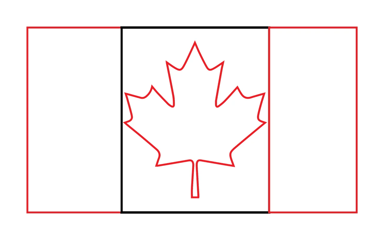 Maple Leaf Outline Flag Symbol centering rectangular frame