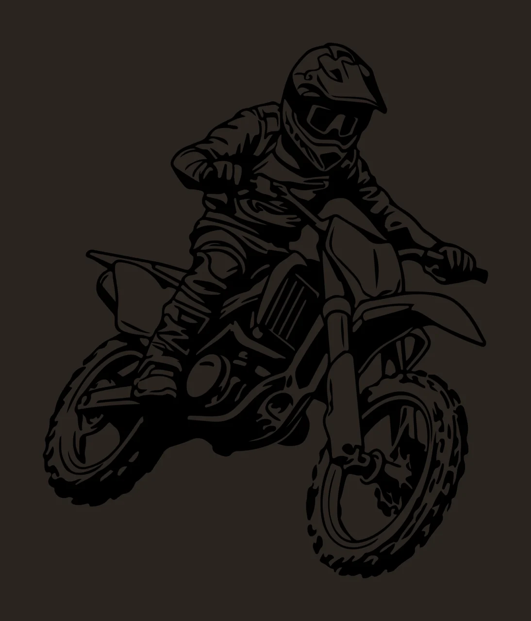 Motocross Rider Jumping On Motorcycle helmet knobby tires handlebars contrast preview thumbnail