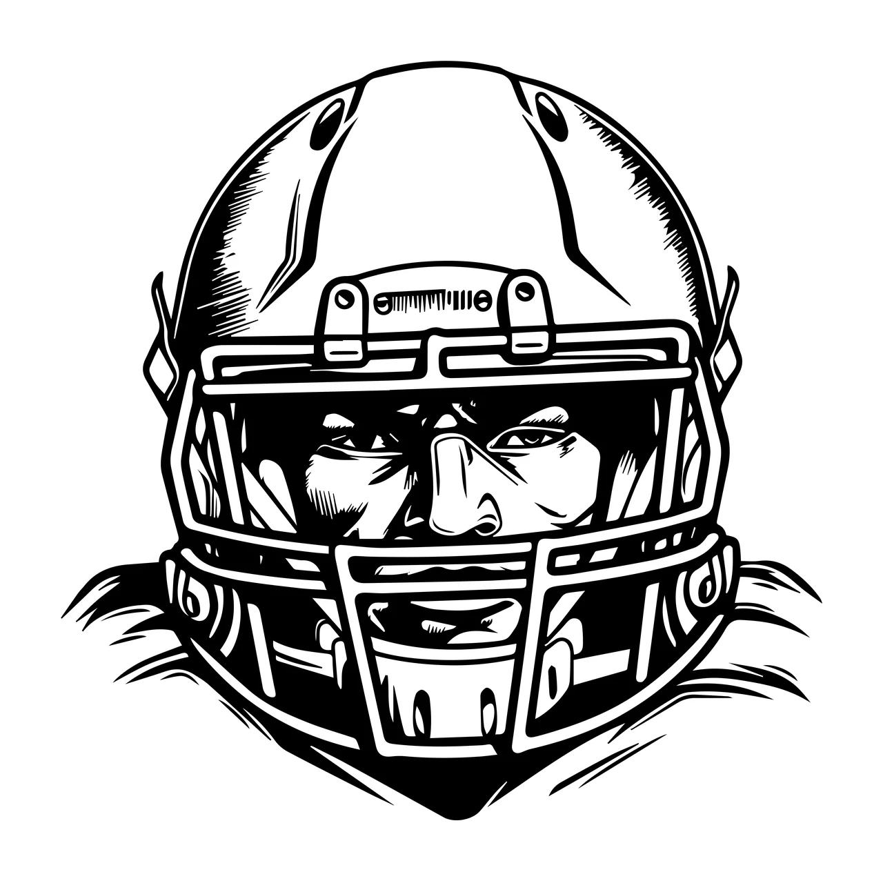 Football Player Helmet With Face View black sports mask