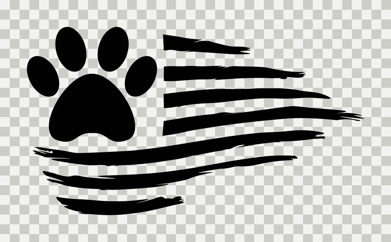 Paw Animal Print Graphic With Horizontal Distressed Flag forming transparency and detail preview thumbnail