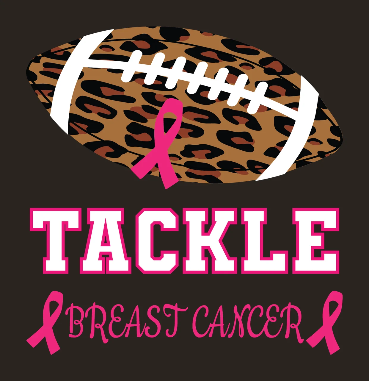 Tackle Breast Cancer Text Design football ribbons black ribbon contrast preview thumbnail