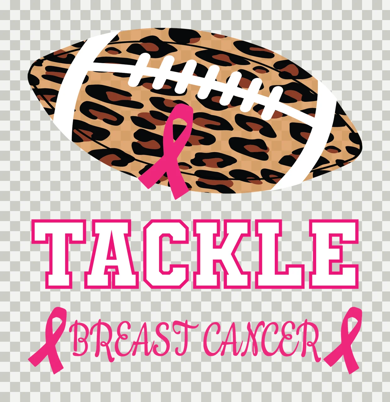 Tackle Breast Cancer Text Design football ribbons black ribbon transparency and detail preview thumbnail