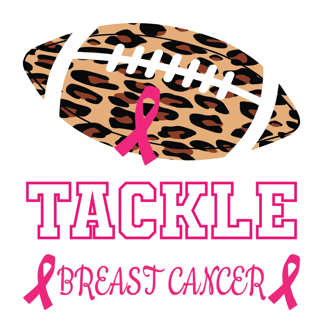Tackle Breast Cancer Text Design football ribbons black ribbon