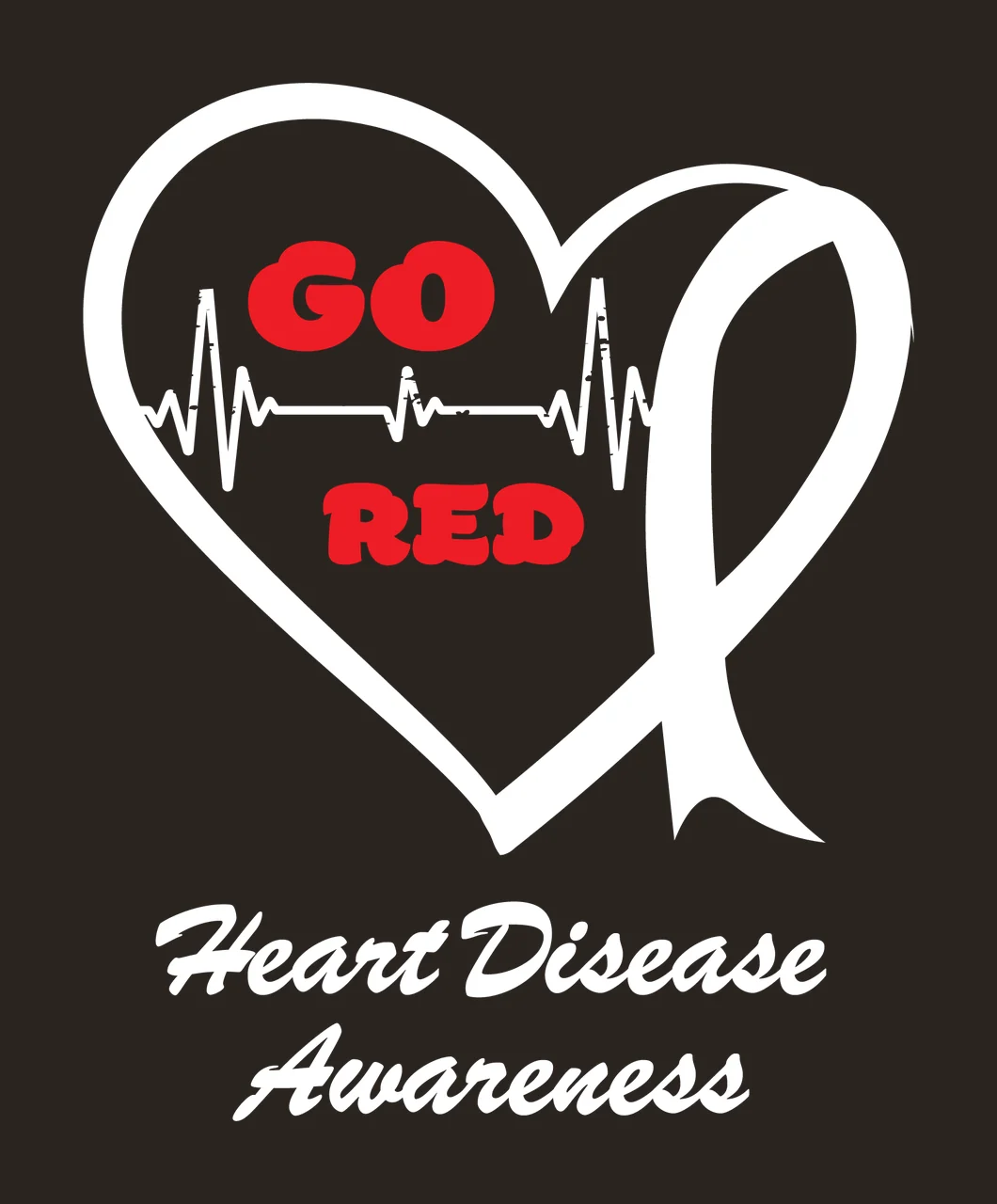 Ribbon With Monochrome And Heartbeat In Black contrast preview thumbnail