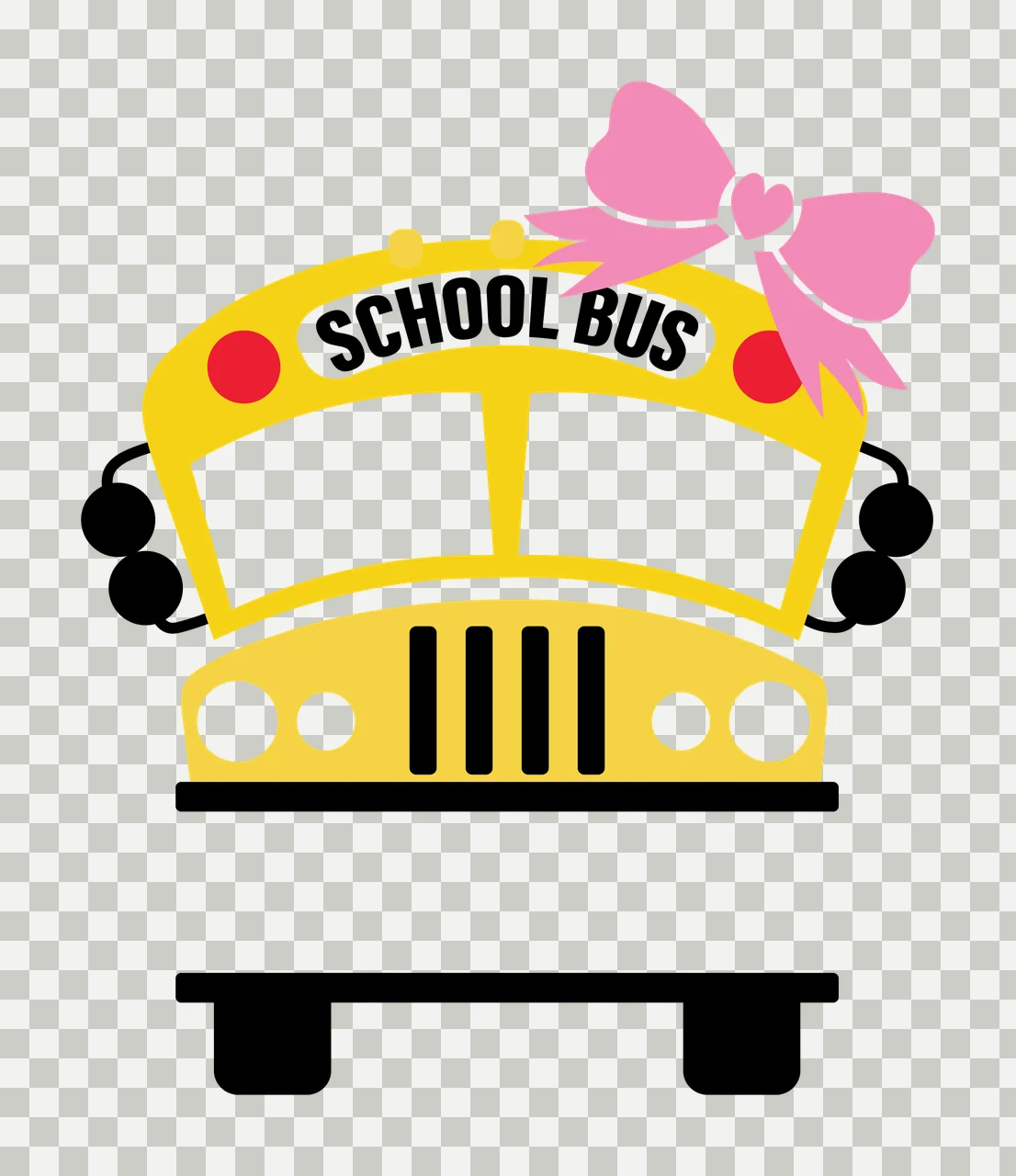 School Bus Front View Of A With Bow headlights windshield wheels transparency and detail preview thumbnail
