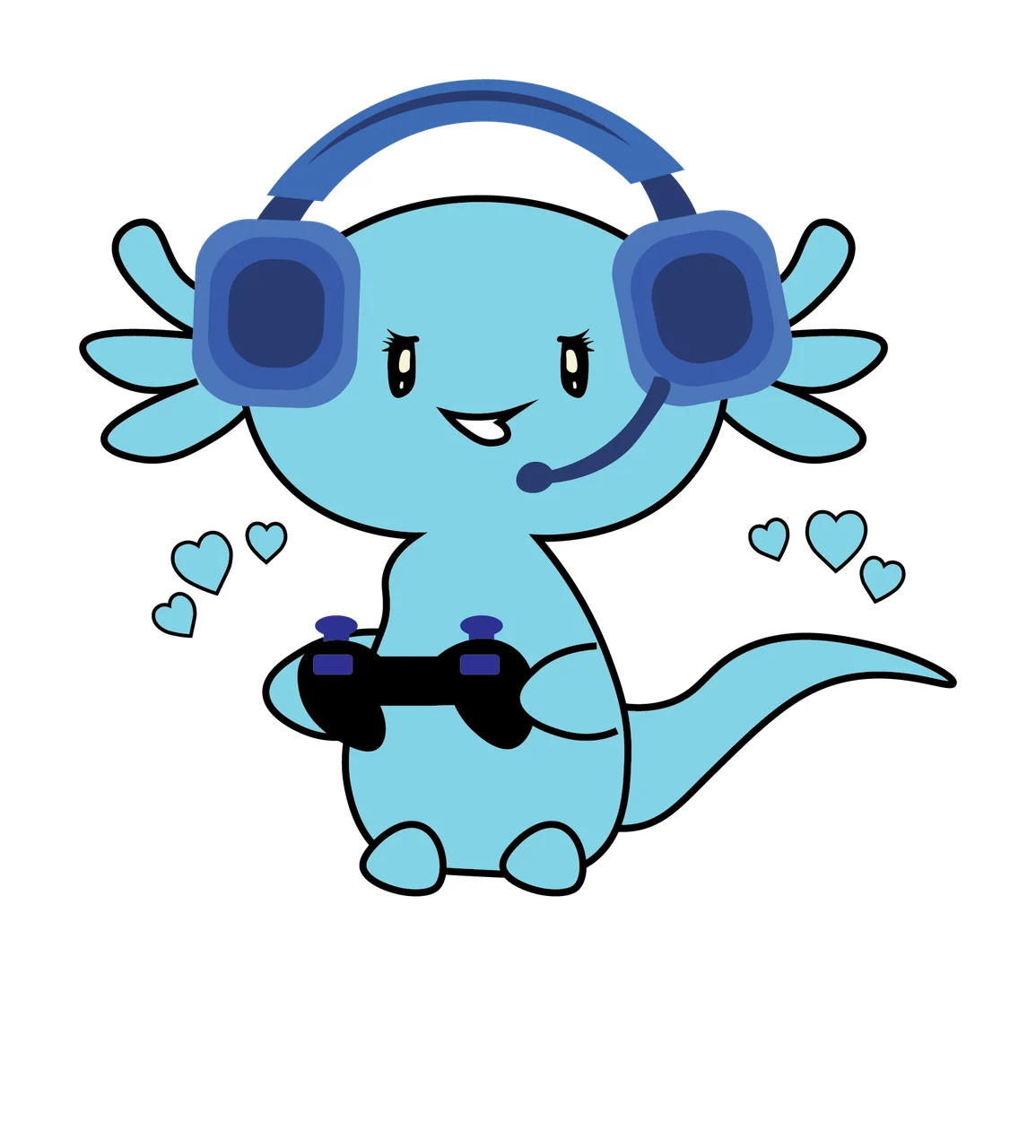 Gamesolotl Axolotl Silhouette With Hearts gaming headphones