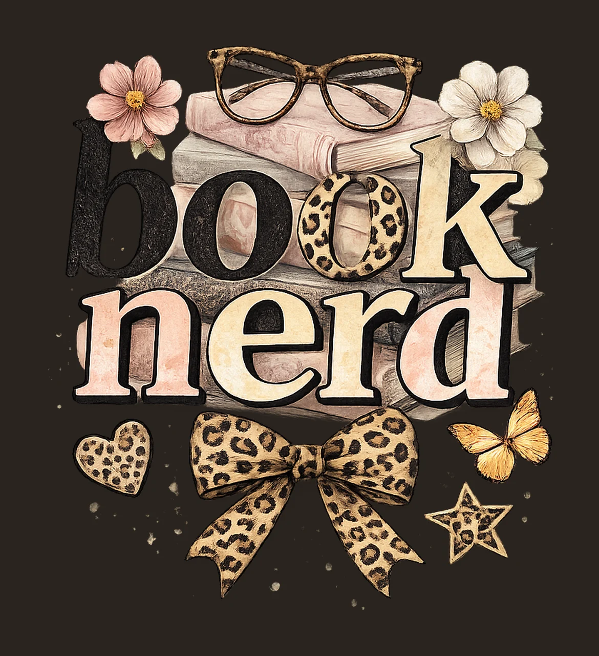 Book Nerd Ransom Note Typography Book Lover Design Cozy contrast preview thumbnail